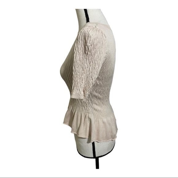 Topshop womens puckered shirt peplum bottom short sleeve round neckline size 4 - Picture 5 of 8